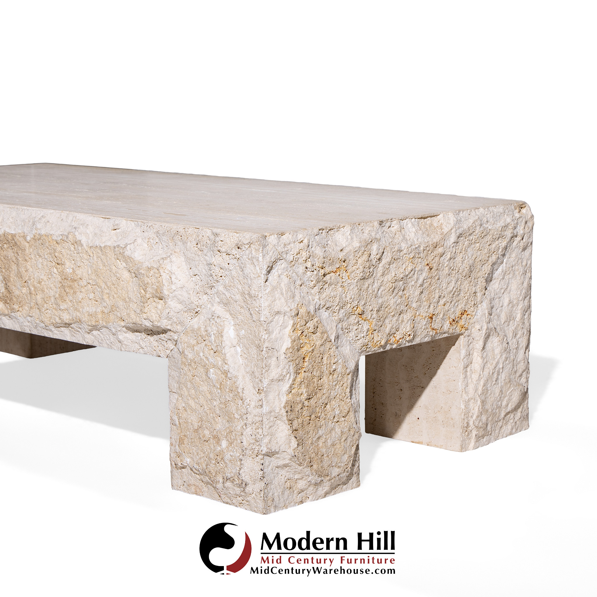 Stone International Mid Century Travertine Coffee Table