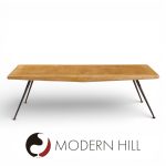 T.h. Robsjohn Gibbings for Widdicomb Mid Century Brass Leg Mahogany Coffee Table Bench