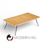 T.h. Robsjohn Gibbings for Widdicomb Mid Century Brass Leg Mahogany Coffee Table Bench