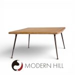 T.h. Robsjohn Gibbings for Widdicomb Mid Century Brass Leg Mahogany Coffee Table Bench