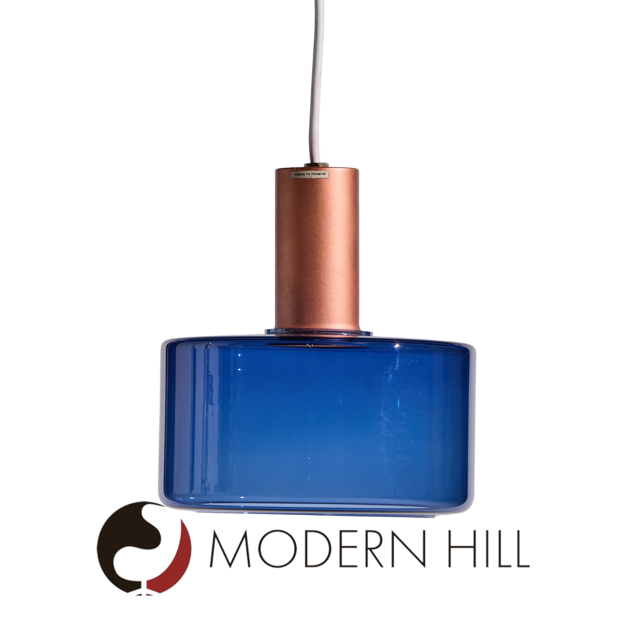 Tapio Wirkkala for Idman Finnish Glass Pendant Light - Blue