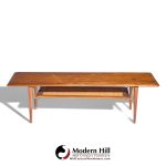 Peter Hvidt and Orla Mølgaard Nielsen for France and Son Fd 516 Mid Century Teak Cane and Brass Coffee Table