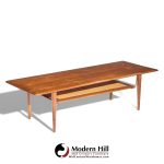 Peter Hvidt and Orla Mølgaard Nielsen for France and Son Fd 516 Mid Century Teak Cane and Brass Coffee Table