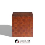 Thayer Coggin Style Mid Century Walnut Parquet Cube End Table