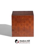 Thayer Coggin Style Mid Century Walnut Parquet Cube End Table