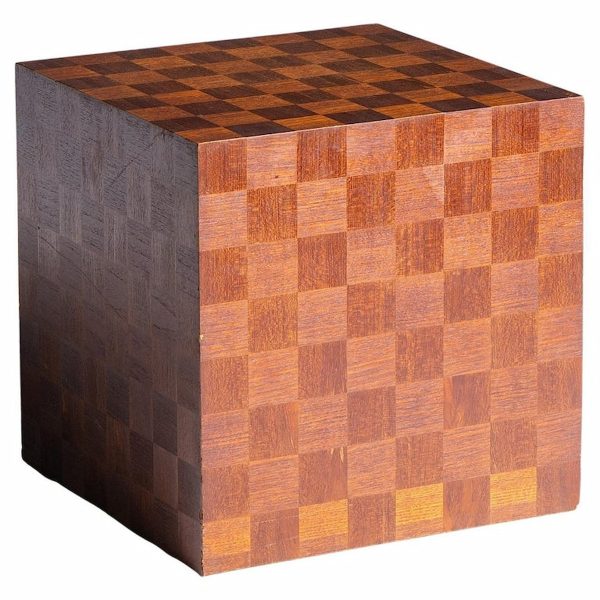 Thayer Coggin Style Mid Century Walnut Parquet Cube End Table