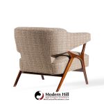 Ward Bennett Mid Century Sculptural Walnut Lounge Chairs - Pair