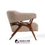 Ward Bennett Mid Century Sculptural Walnut Lounge Chairs - Pair