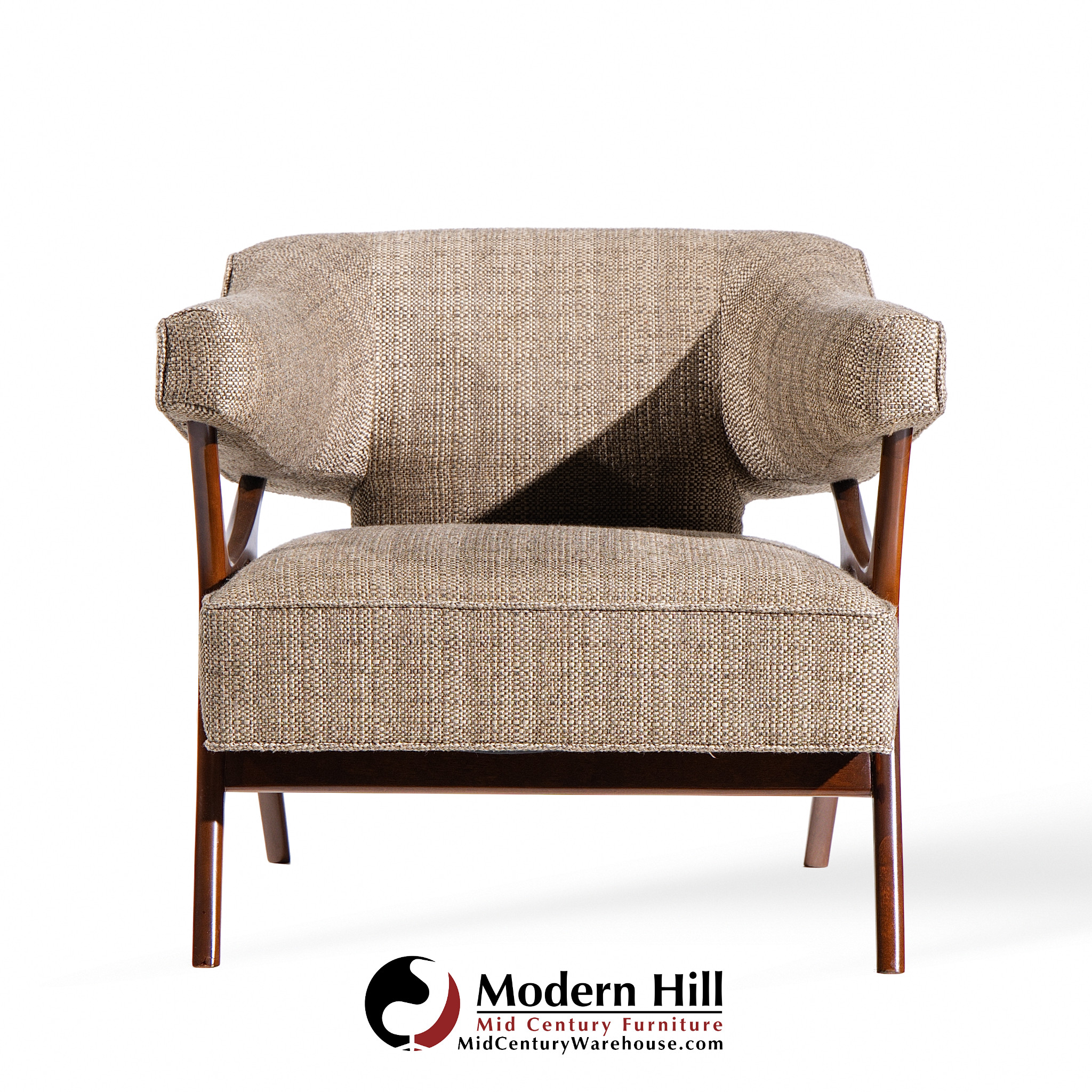 Ward Bennett Mid Century Sculptural Walnut Lounge Chairs - Pair