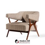 Ward Bennett Mid Century Sculptural Walnut Lounge Chairs - Pair