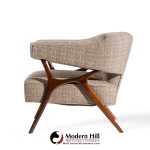 Ward Bennett Mid Century Sculptural Walnut Lounge Chairs - Pair