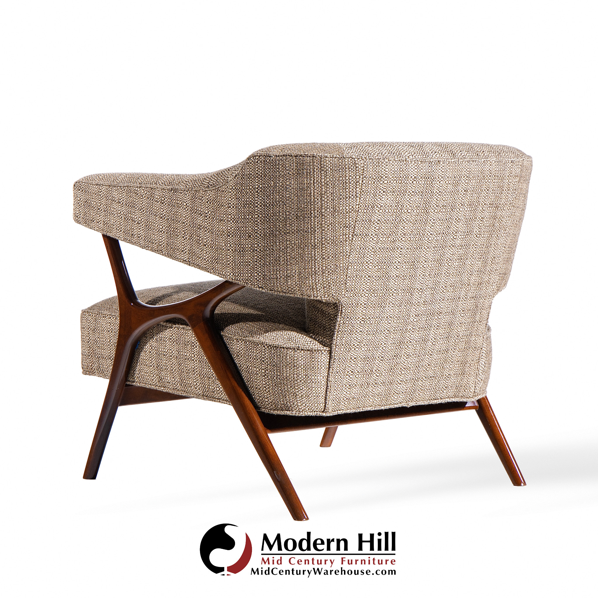 Ward Bennett Mid Century Sculptural Walnut Lounge Chairs - Pair