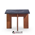 Adrian Pearsall for Craft Associates Mid Century Walnut and Slate Top Side Tables - Pair