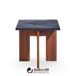 Adrian Pearsall for Craft Associates Mid Century Walnut and Slate Top Side Tables - Pair