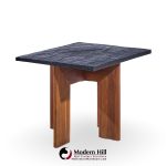 Adrian Pearsall for Craft Associates Mid Century Walnut and Slate Top Side Tables - Pair