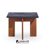 Adrian Pearsall for Craft Associates Mid Century Walnut and Slate Top Side Tables - Pair