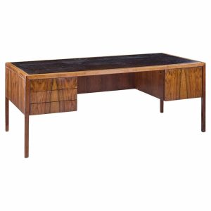 alma mid century rosewood and leather executive desk