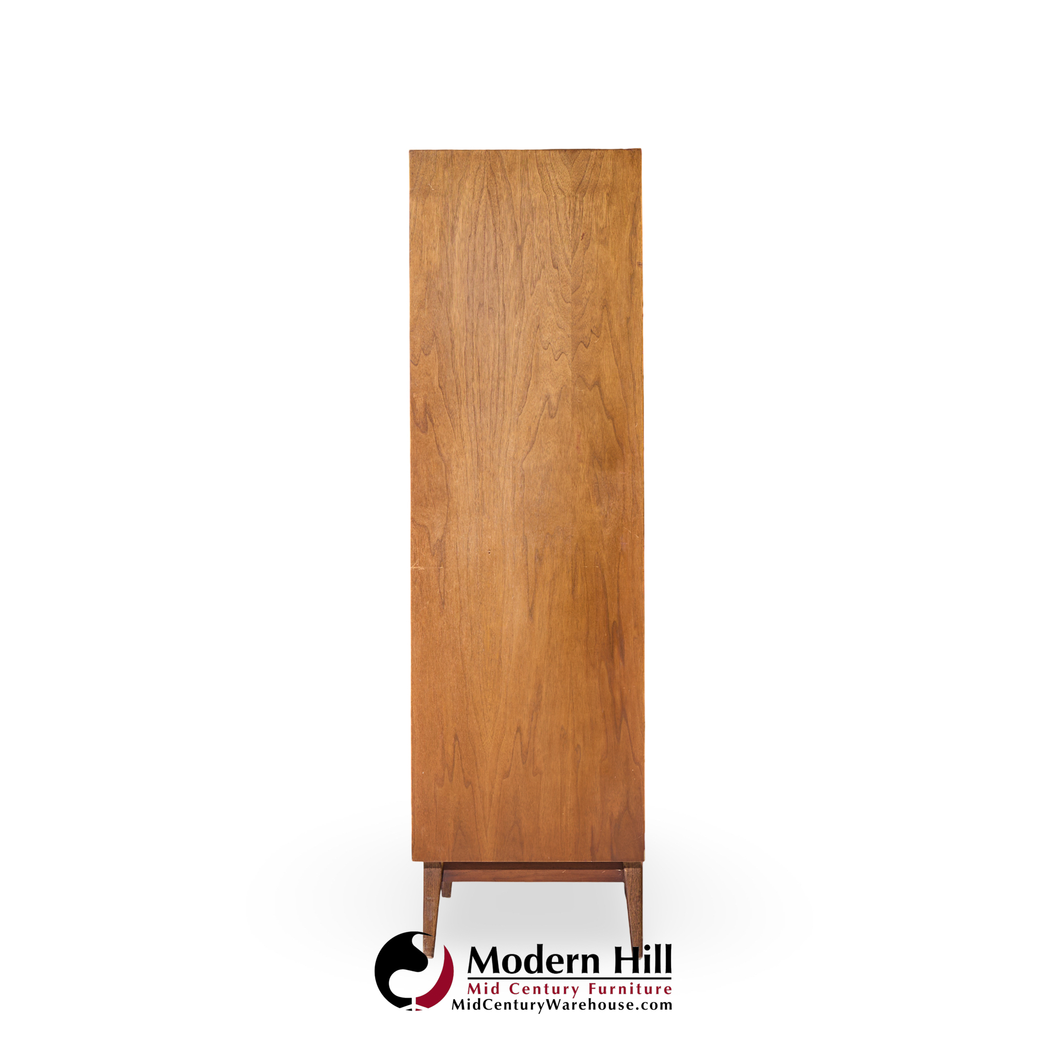 American of Martinsville Mid Century Walnut and Cane Armoire Dresser