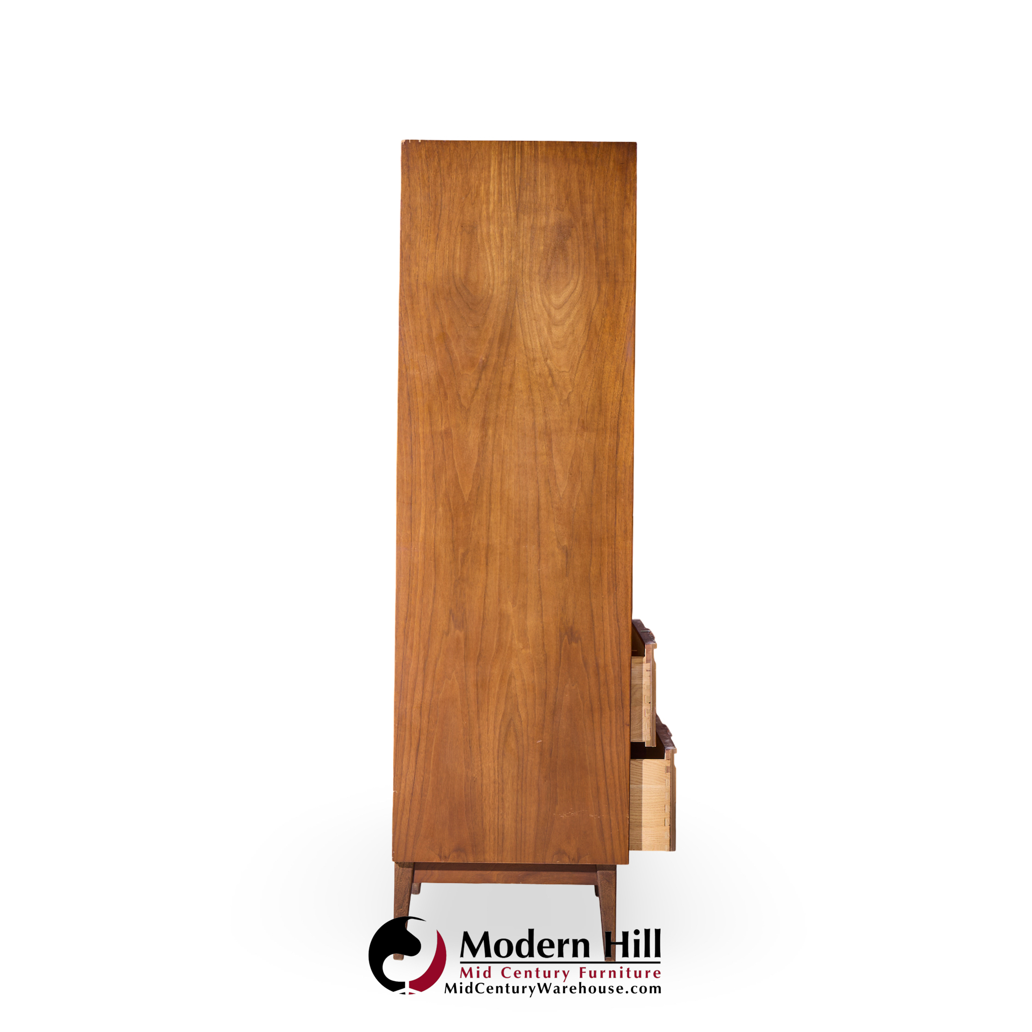 American of Martinsville Mid Century Walnut and Cane Armoire Dresser