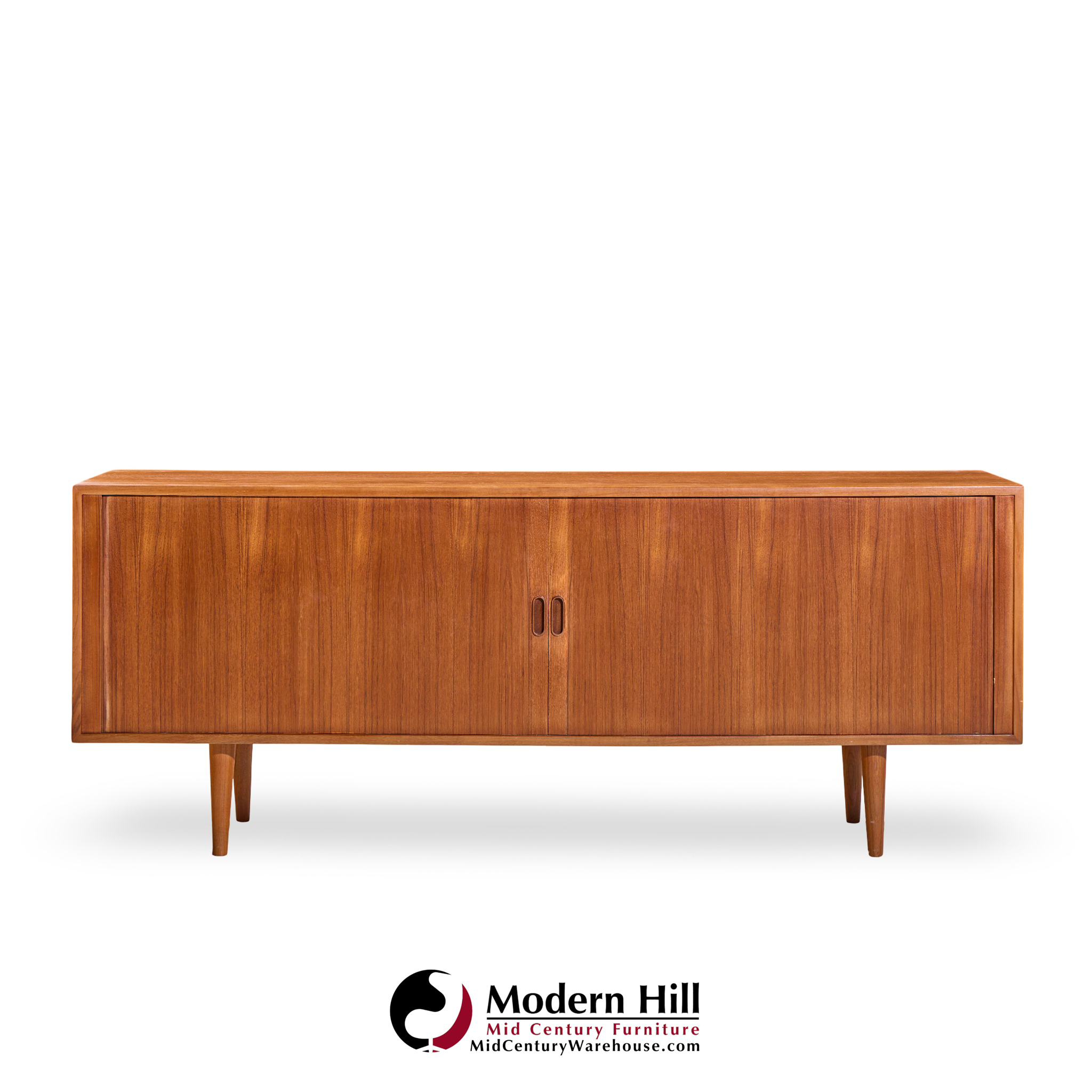 Arne Vodder for Sibast Model 37 Mid Century Danish Teak Tambour Door Sideboard Credenza