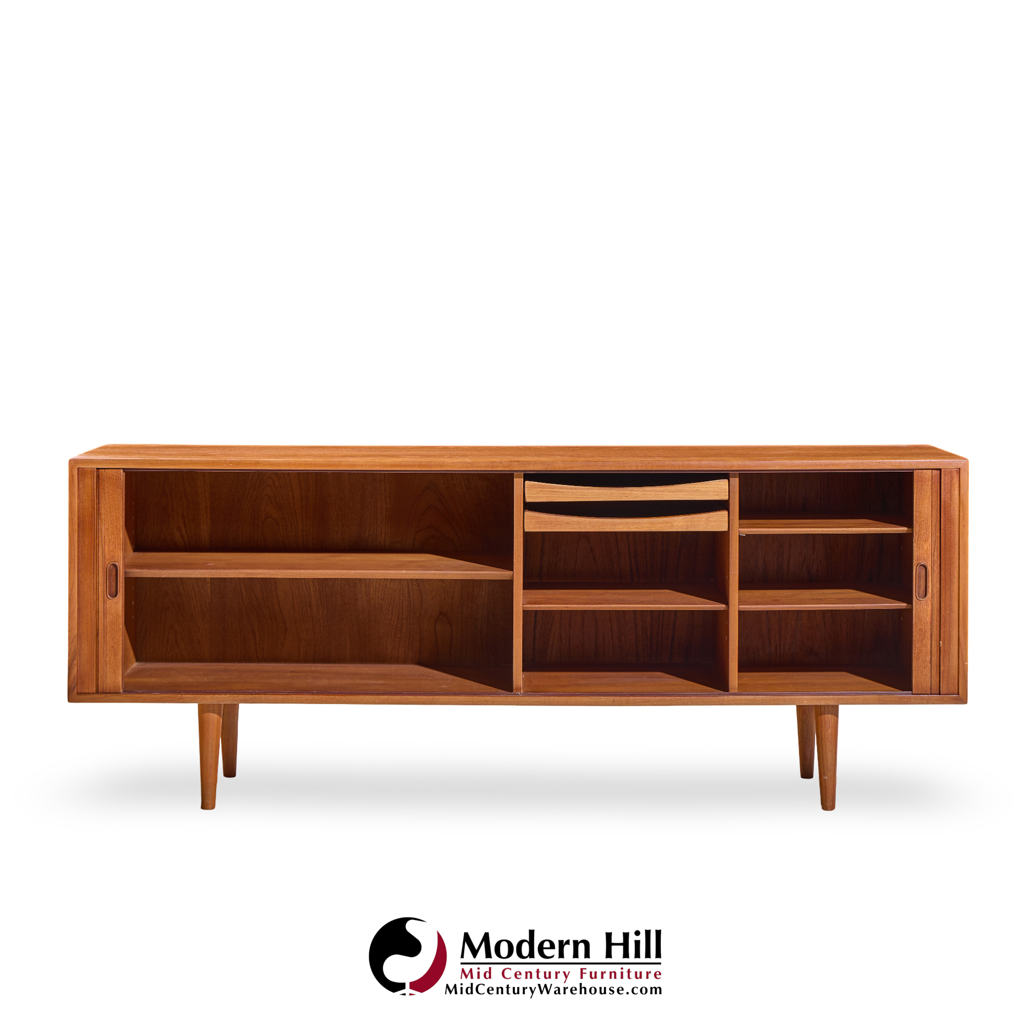 Arne Vodder for Sibast Model 37 Mid Century Danish Teak Tambour Door Sideboard Credenza