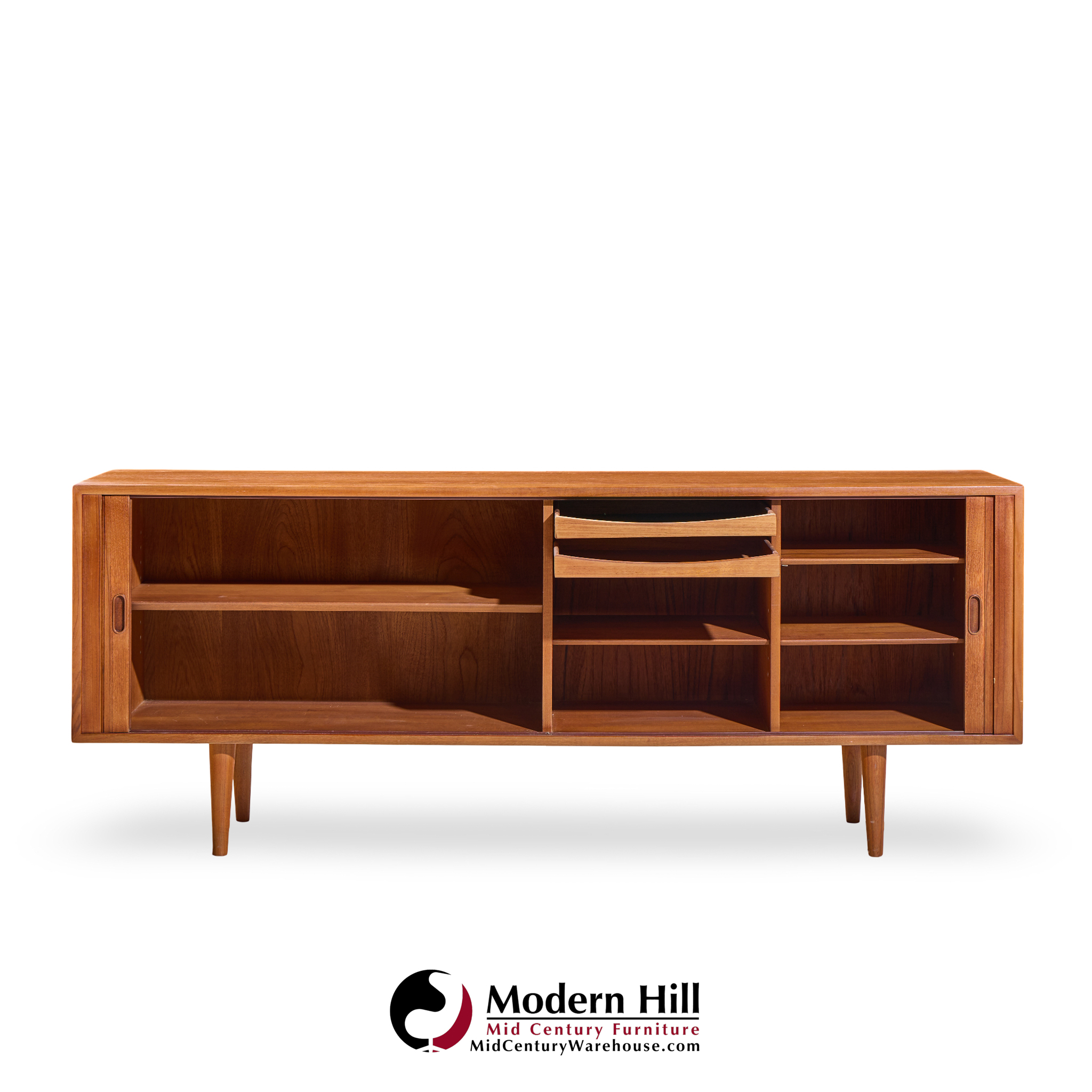 Arne Vodder for Sibast Model 37 Mid Century Danish Teak Tambour Door Sideboard Credenza