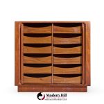 Bernhard Pedersen Mid Century Danish Teak Tambour Armoire Dresser