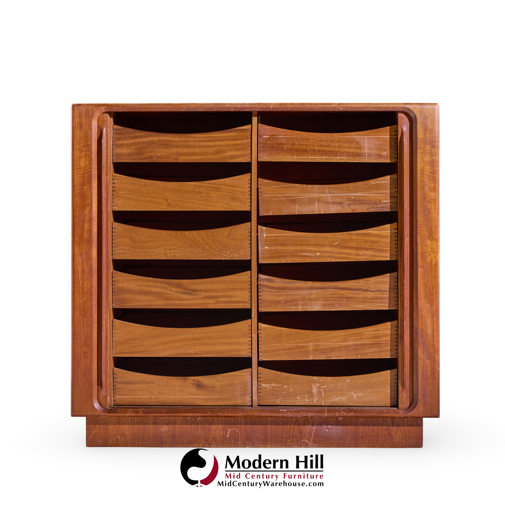 Bernhard Pedersen Mid Century Danish Teak Tambour Armoire Dresser