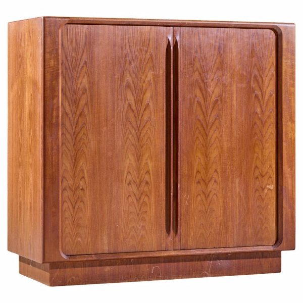 Bernhard Pedersen Mid Century Danish Teak Tambour Armoire Dresser