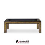 Bernhard Rohne Mid Century Acid Etched Brass and Glass Coffee Table