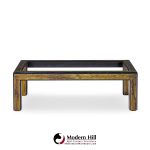 Bernhard Rohne Mid Century Acid Etched Brass and Glass Coffee Table