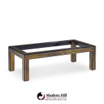 Bernhard Rohne Mid Century Acid Etched Brass and Glass Coffee Table