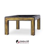 Bernhard Rohne Mid Century Acid Etched Brass and Glass Coffee Table