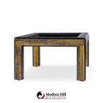 Bernhard Rohne Mid Century Acid Etched Brass and Glass Coffee Table