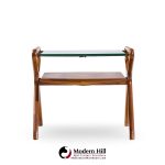 Cesare Lacca Style Mid Century Italian Walnut and Brass Side Tables - Pair