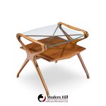 Cesare Lacca Style Mid Century Italian Walnut and Brass Side Tables - Pair