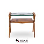 Cesare Lacca Style Mid Century Italian Walnut and Brass Side Tables - Pair