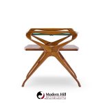 Cesare Lacca Style Mid Century Italian Walnut and Brass Side Tables - Pair