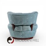 Dunbar Style Mid Century Swivel Pouf Lounge Chairs - Pair