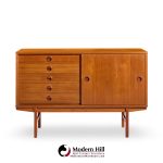 Dux Mid Century Danish Teak Petite Sliding Door Credenza