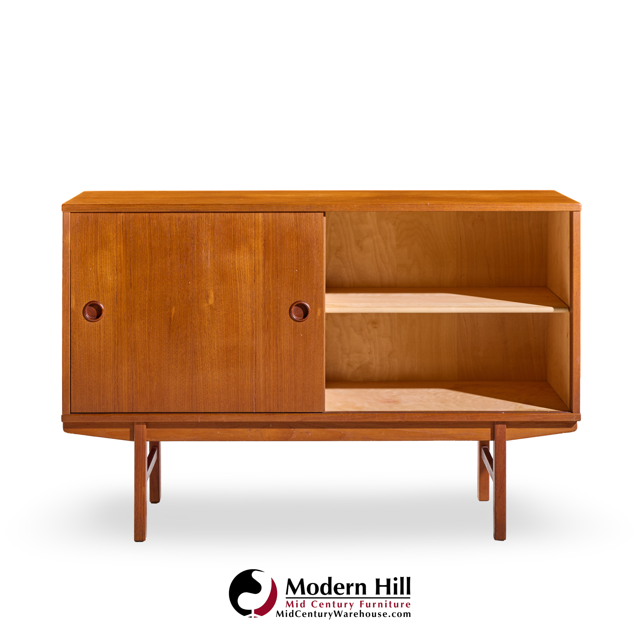 Dux Mid Century Danish Teak Petite Sliding Door Credenza