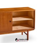 Dux Mid Century Danish Teak Petite Sliding Door Credenza