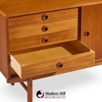 Dux Mid Century Danish Teak Petite Sliding Door Credenza