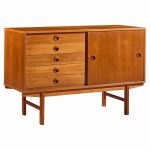 Dux Mid Century Danish Teak Petite Sliding Door Credenza