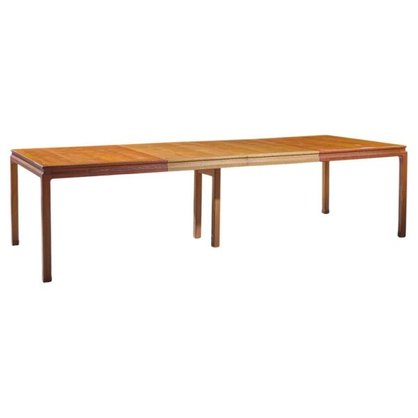 Edward Wormley for Dunbar Mid Century Bleached Mahogany Expanding Dining Table with 2 Leaves