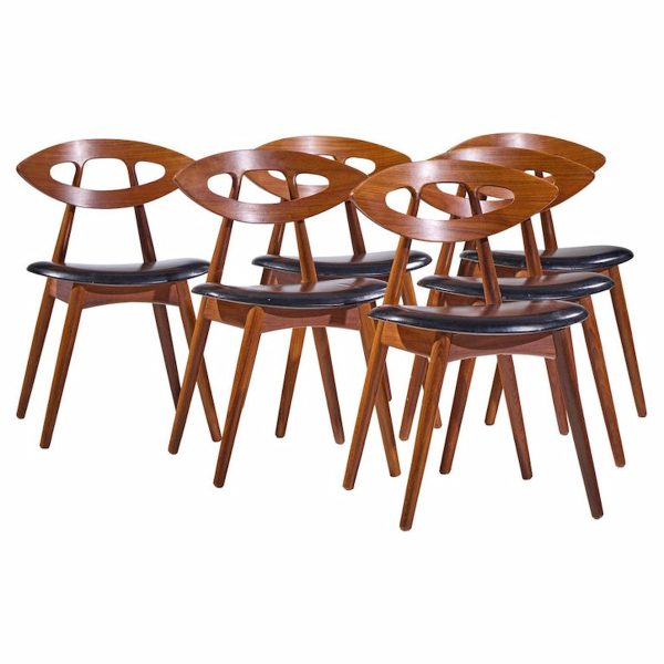 Ejvind A. Johansson for Ivan Gern Møbelfabrik Model 84 Mid Century Danish Teak Eye Dining Chairs - Set of 6