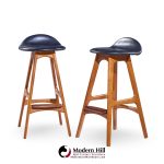 Erik Buch Mid Century Danish Teak Bar Stools - Pair