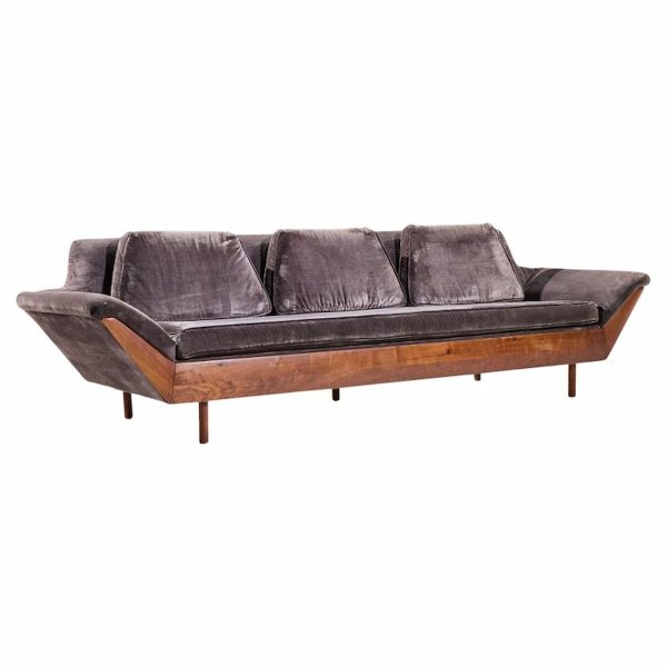 Flexsteel Mid Century Walnut Thunderbird Sofa
