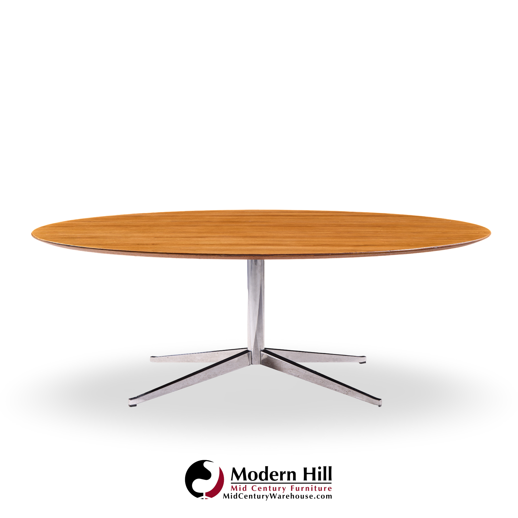 Florence Knoll Mid Century Walnut and Chrome Dining Table