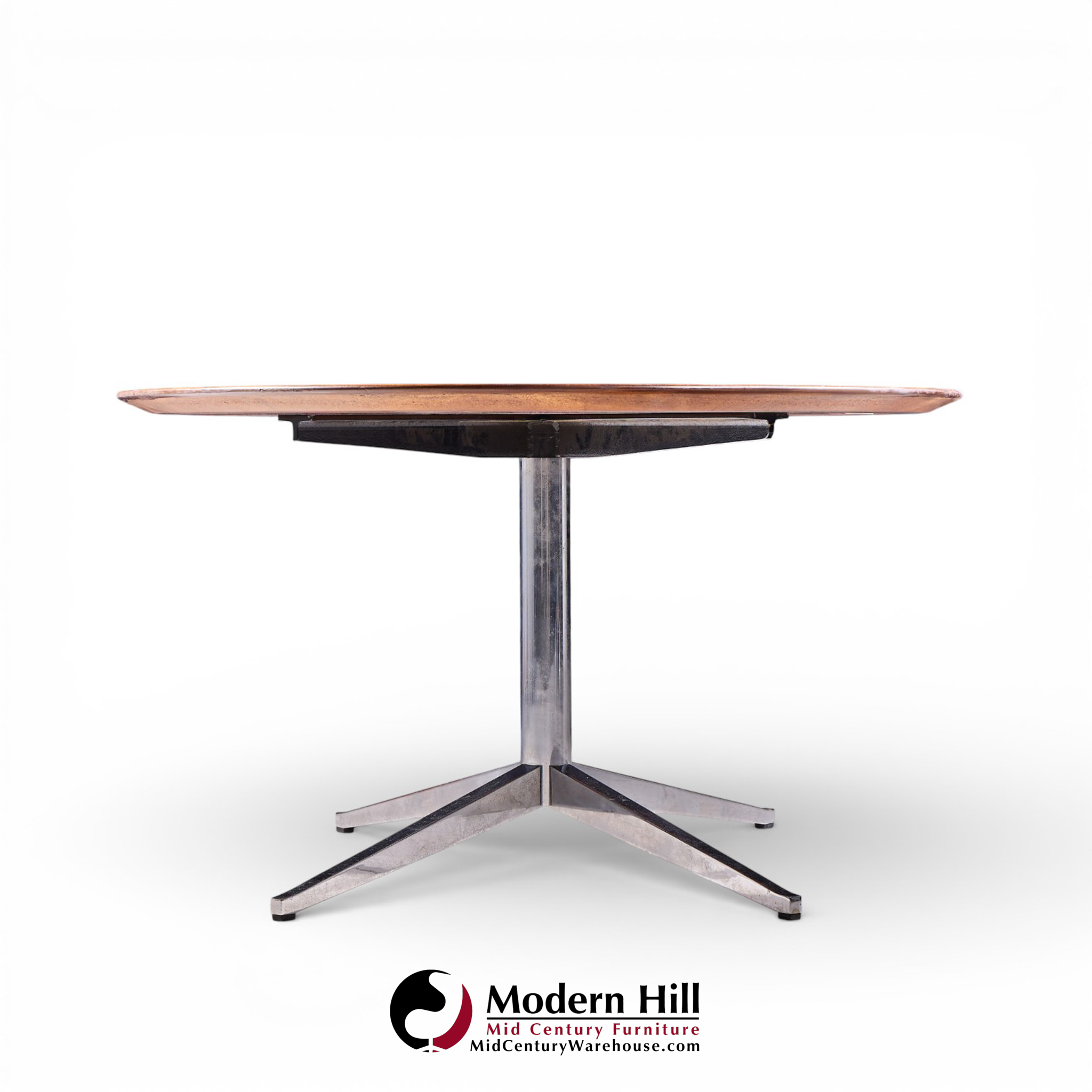 Florence Knoll Mid Century Walnut and Chrome Dining Table